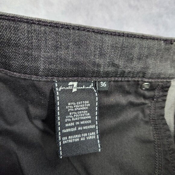 7 For All Mankind Slimmy Jeans Mens 36x34 Slim Fit Stretch Denim Dark Gray Wash - Picture 6 of 14